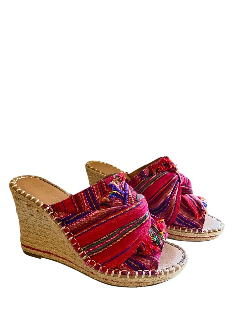 Altar'd State Hesper Wedge Red Striped Knotted Espadrille Wedge Sandals